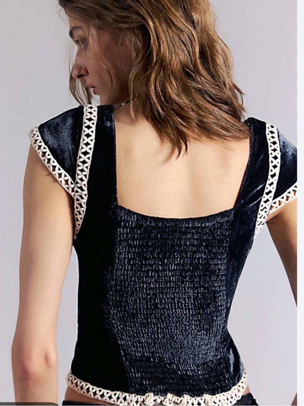 Free People Tyler Velvet Corset Top. NWT. Black - Picture 3 of 3
